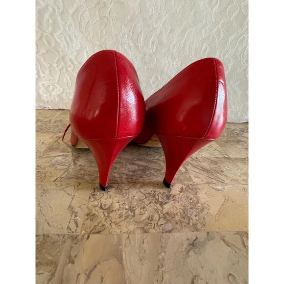 VINTAGE Andrew Geller red leather lace bootie pointy shoes sz 6 - Picture 2 of 6